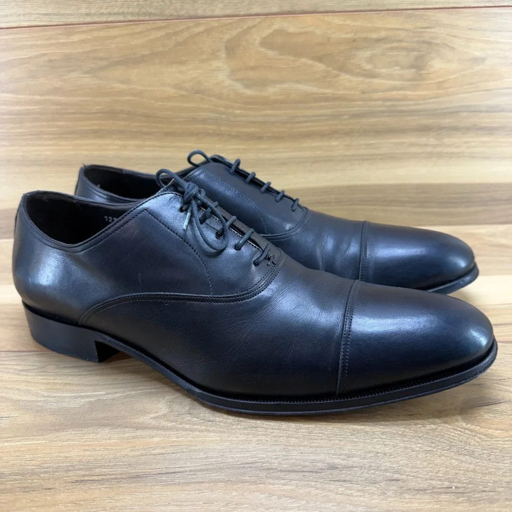 To Boot Adam Derrick New York Mens Derby 11 Black Leather Cap Toe Dress Shoes